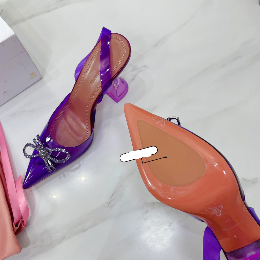 Amina Muaddi Rosie Clear Pointed Toe Pumps - PerfectKickZ