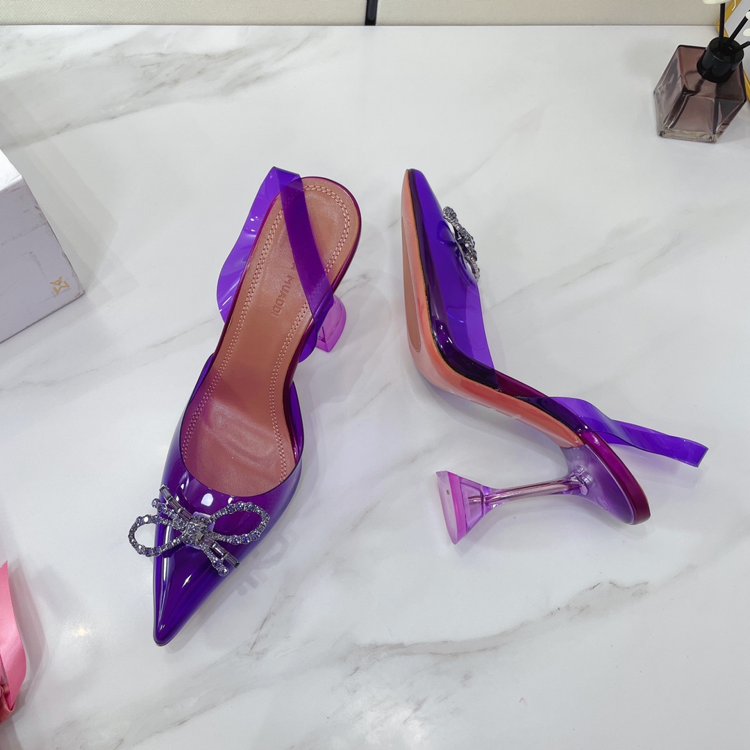 Amina Muaddi Rosie Clear Pointed Toe Pumps - PerfectKickZ