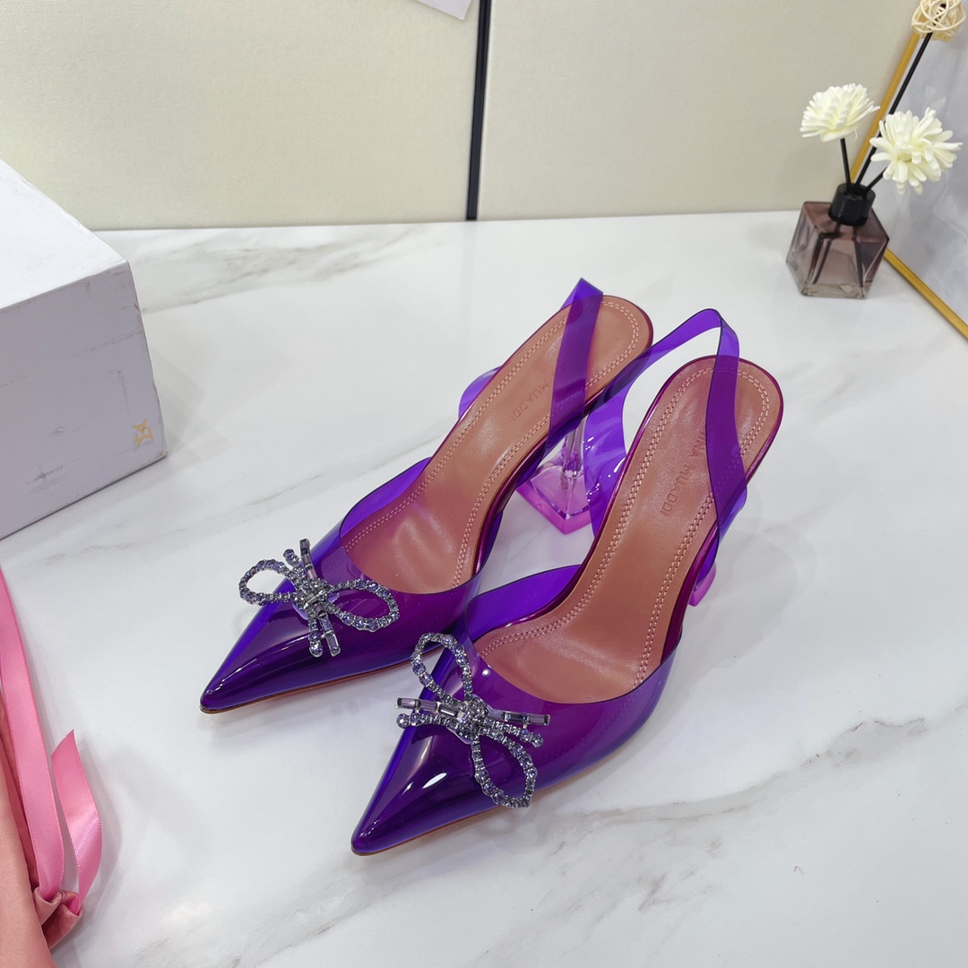 Amina Muaddi Rosie Clear Pointed Toe Pumps - PerfectKickZ