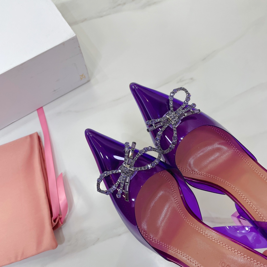 Amina Muaddi Rosie Clear Pointed Toe Pumps - PerfectKickZ