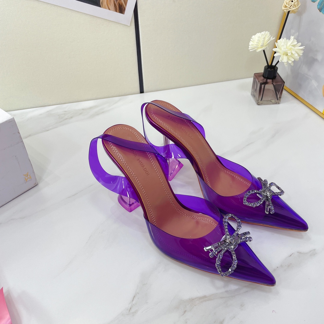 Amina Muaddi Rosie Clear Pointed Toe Pumps - PerfectKickZ