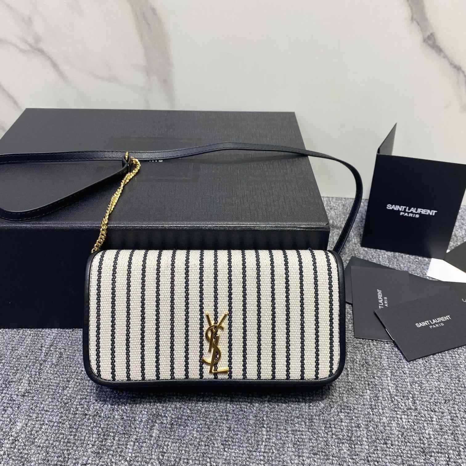 Saint Laurent Monogram Mini Striped-Canvas Cross-Body Bag (18x11x2cm) - PerfectKickZ