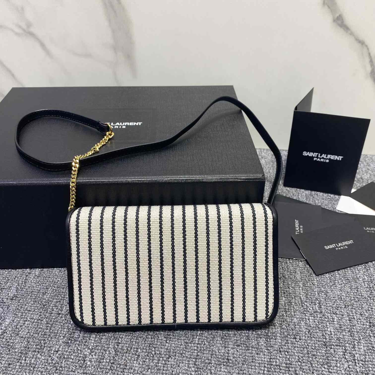 Saint Laurent Monogram Mini Striped-Canvas Cross-Body Bag (18x11x2cm) - PerfectKickZ