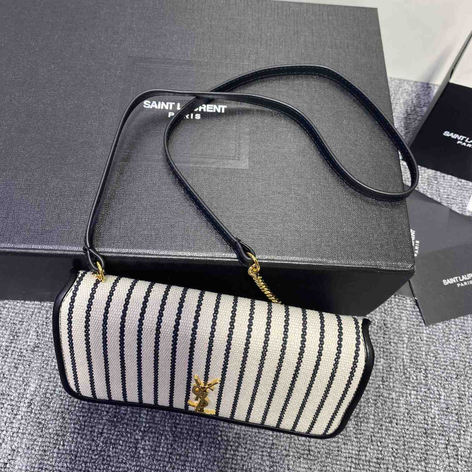 Saint Laurent Monogram Mini Striped-Canvas Cross-Body Bag (18x11x2cm) - PerfectKickZ