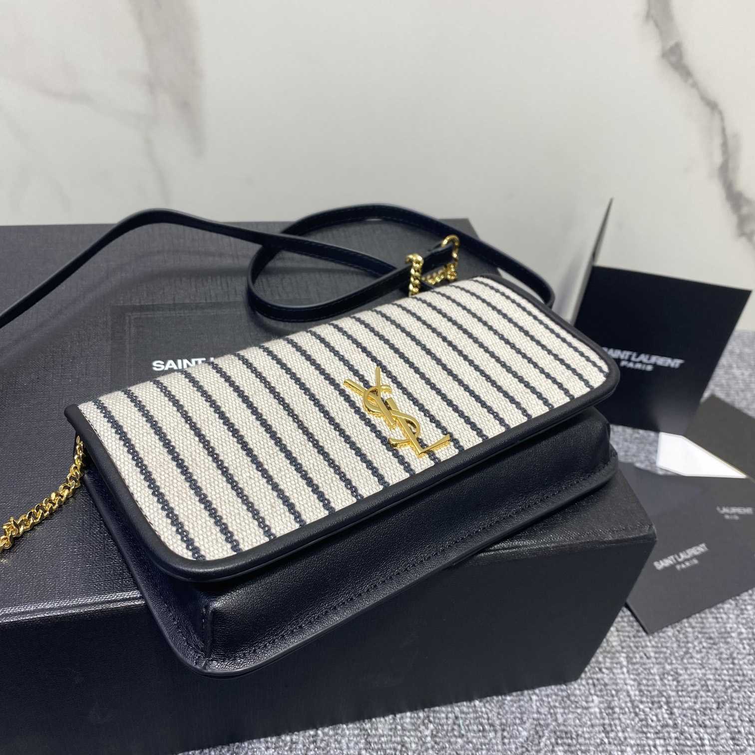 Saint Laurent Monogram Mini Striped-Canvas Cross-Body Bag (18x11x2cm) - PerfectKickZ