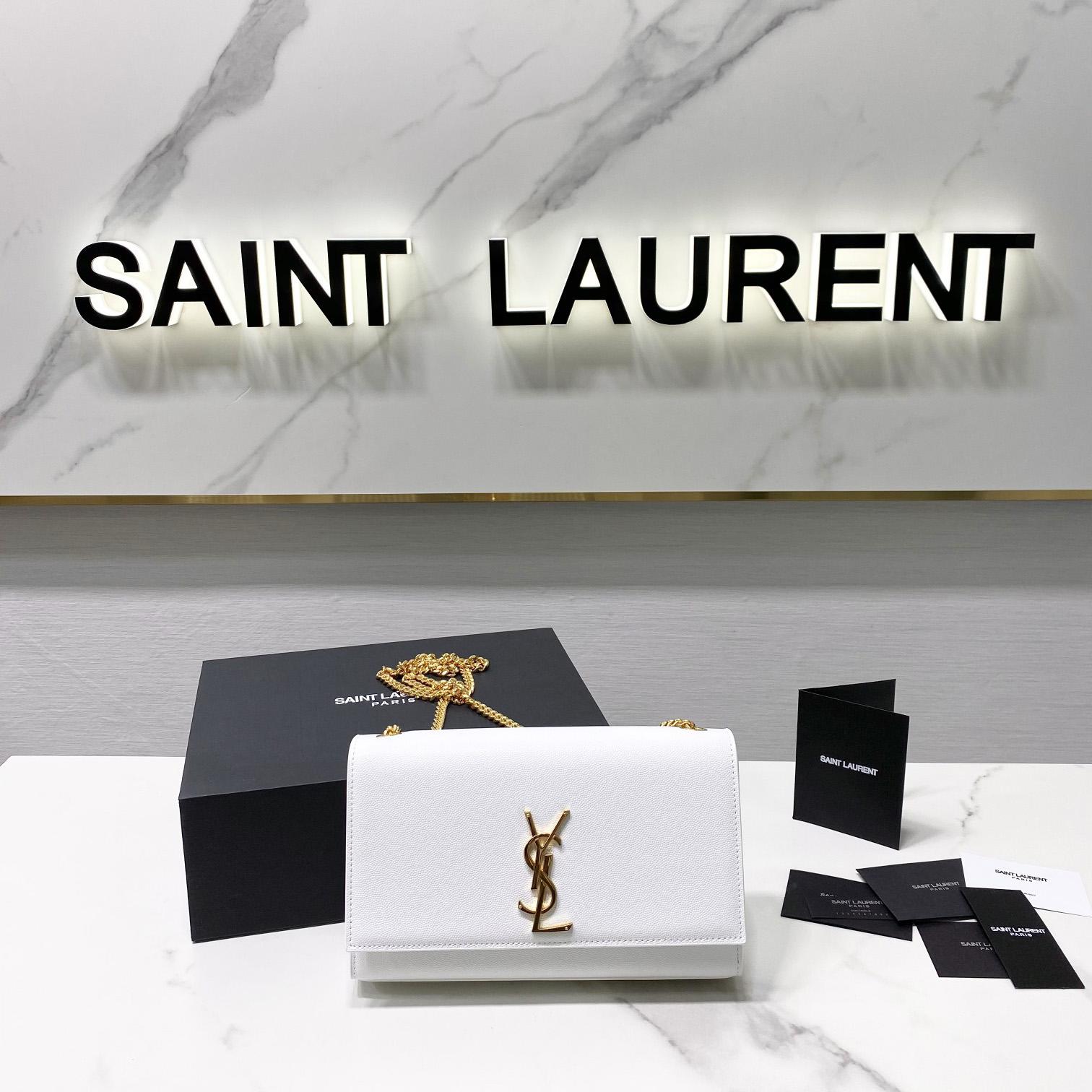 Saint Laurent Kate Medium Chain Bag In Grain De Poudre Embossed Leather - PerfectKickZ