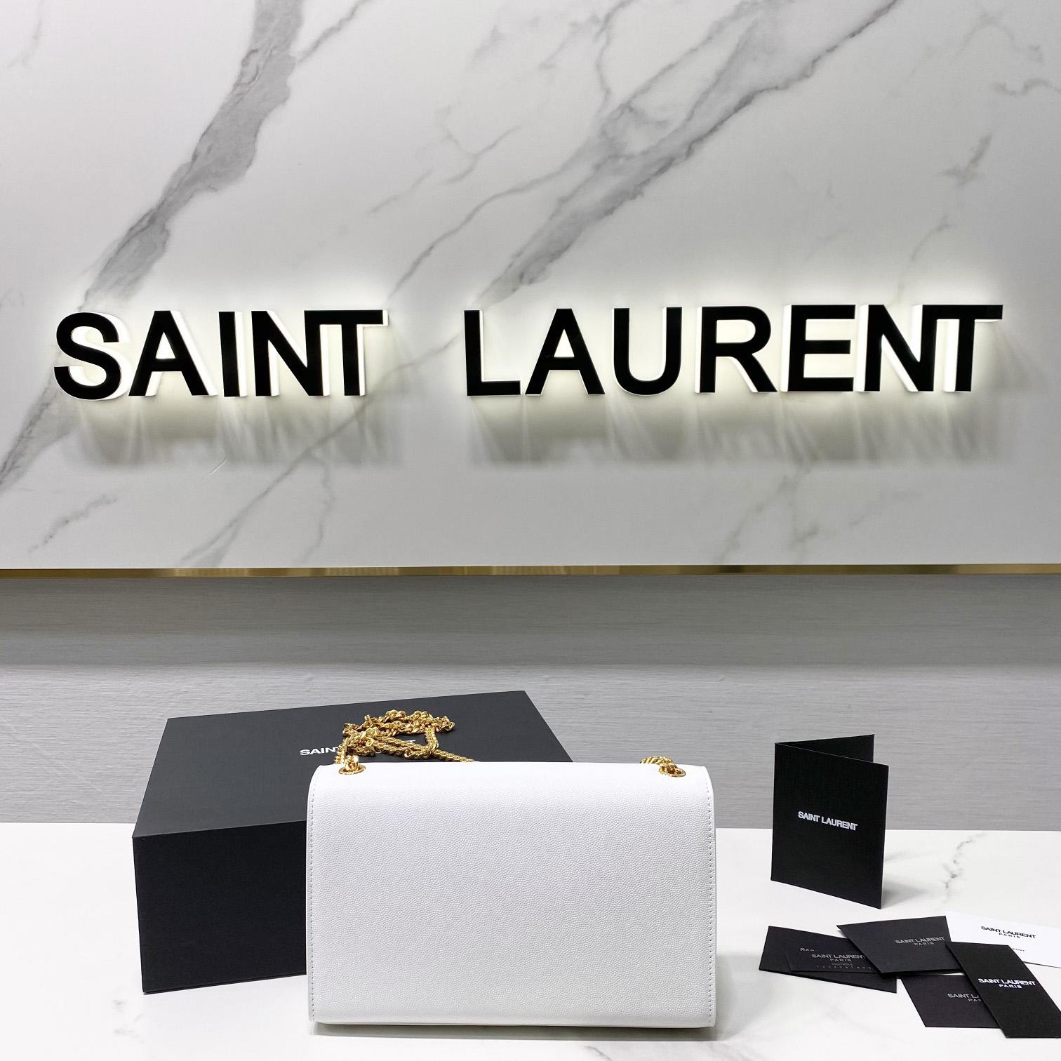 Saint Laurent Kate Medium Chain Bag In Grain De Poudre Embossed Leather - PerfectKickZ