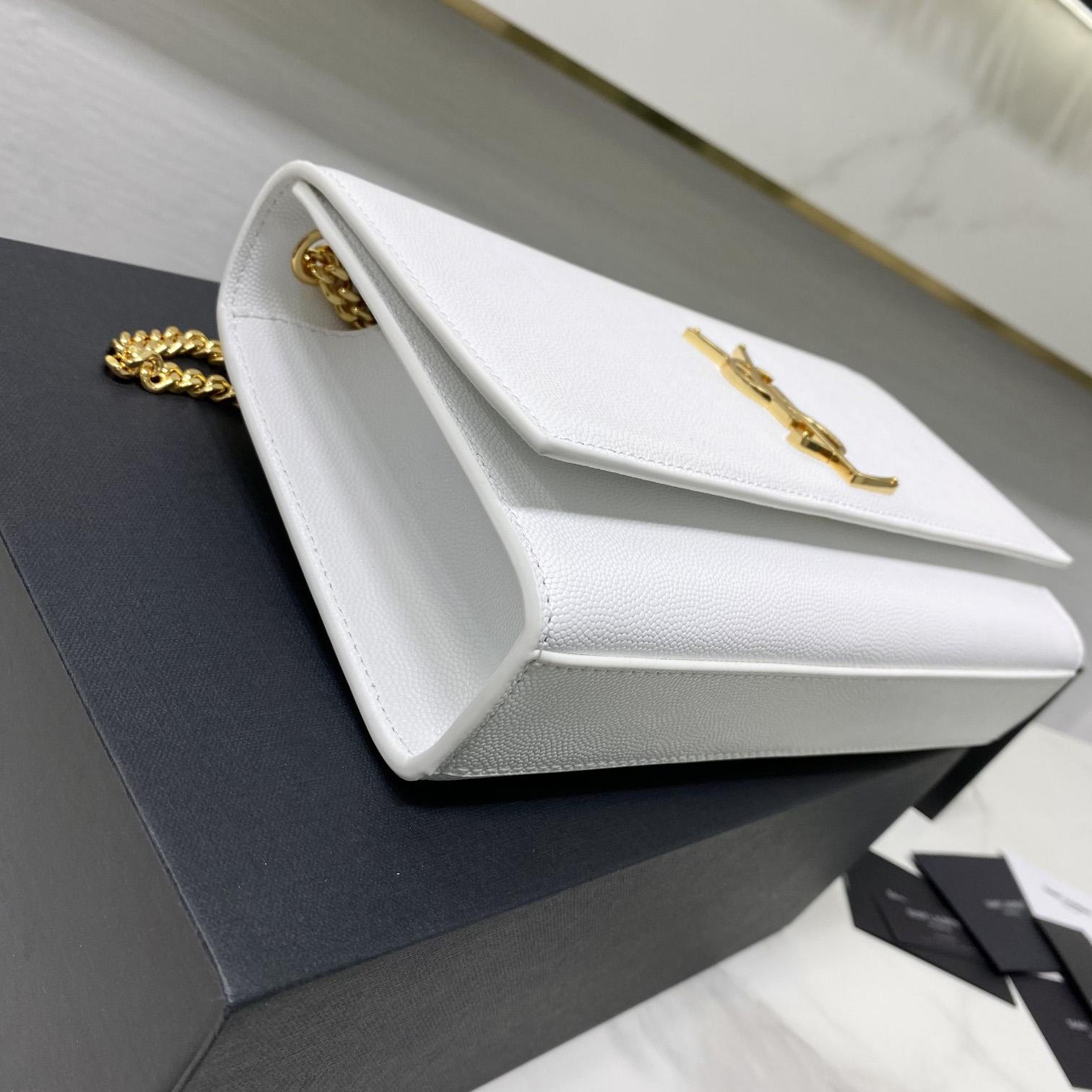 Saint Laurent Kate Medium Chain Bag In Grain De Poudre Embossed Leather - PerfectKickZ