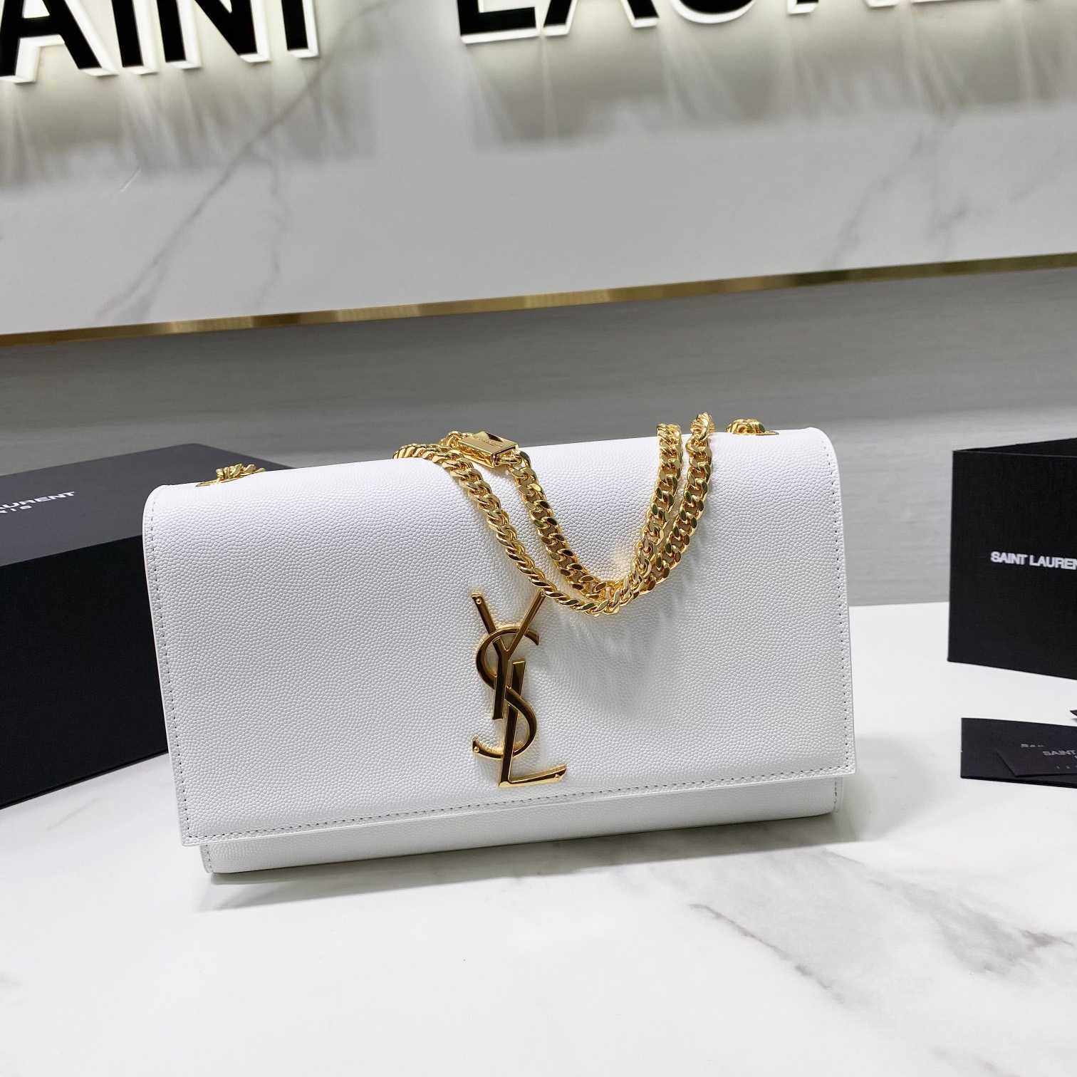 Saint Laurent Kate Medium Chain Bag In Grain De Poudre Embossed Leather - PerfectKickZ