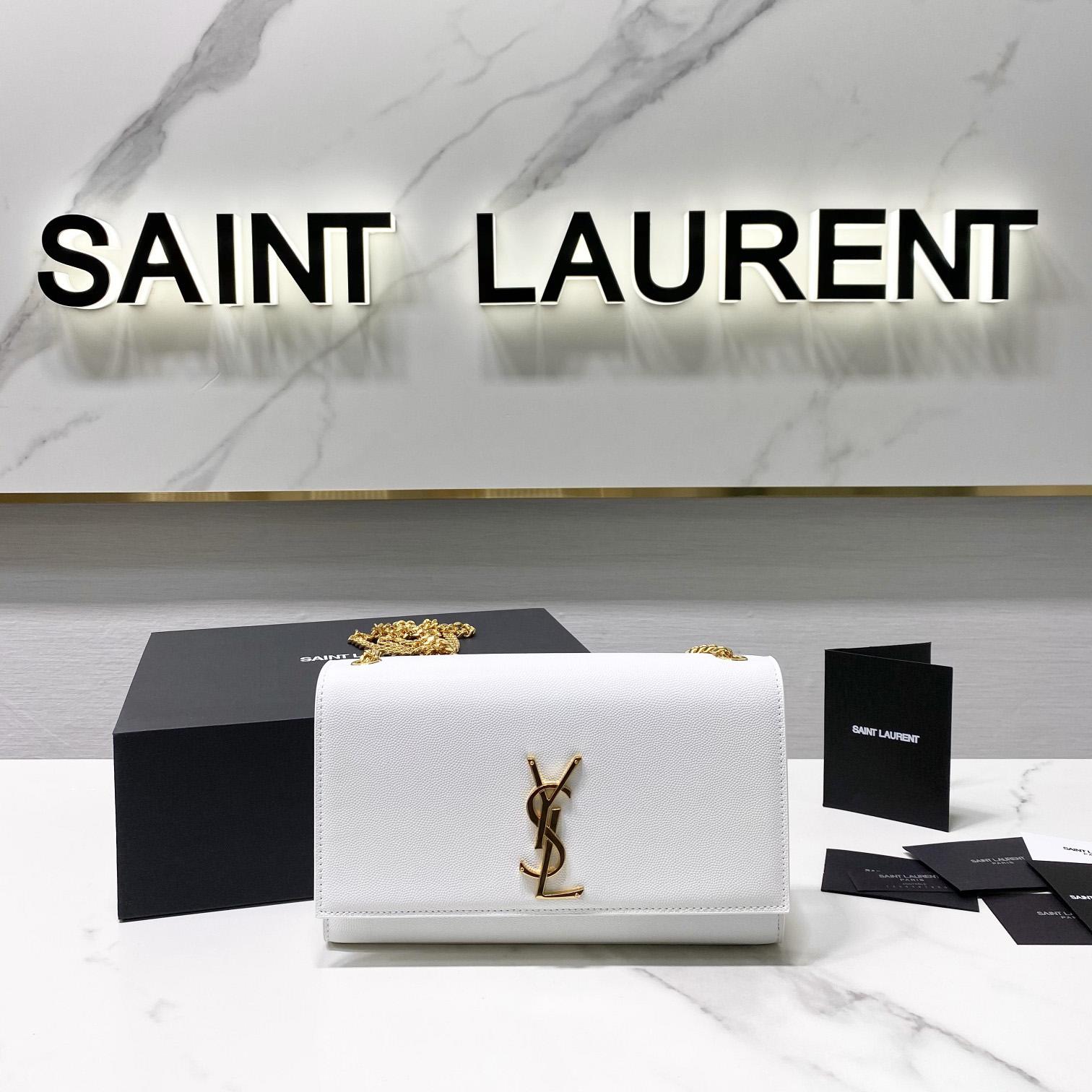 Saint Laurent Kate Medium Chain Bag In Grain De Poudre Embossed Leather - PerfectKickZ
