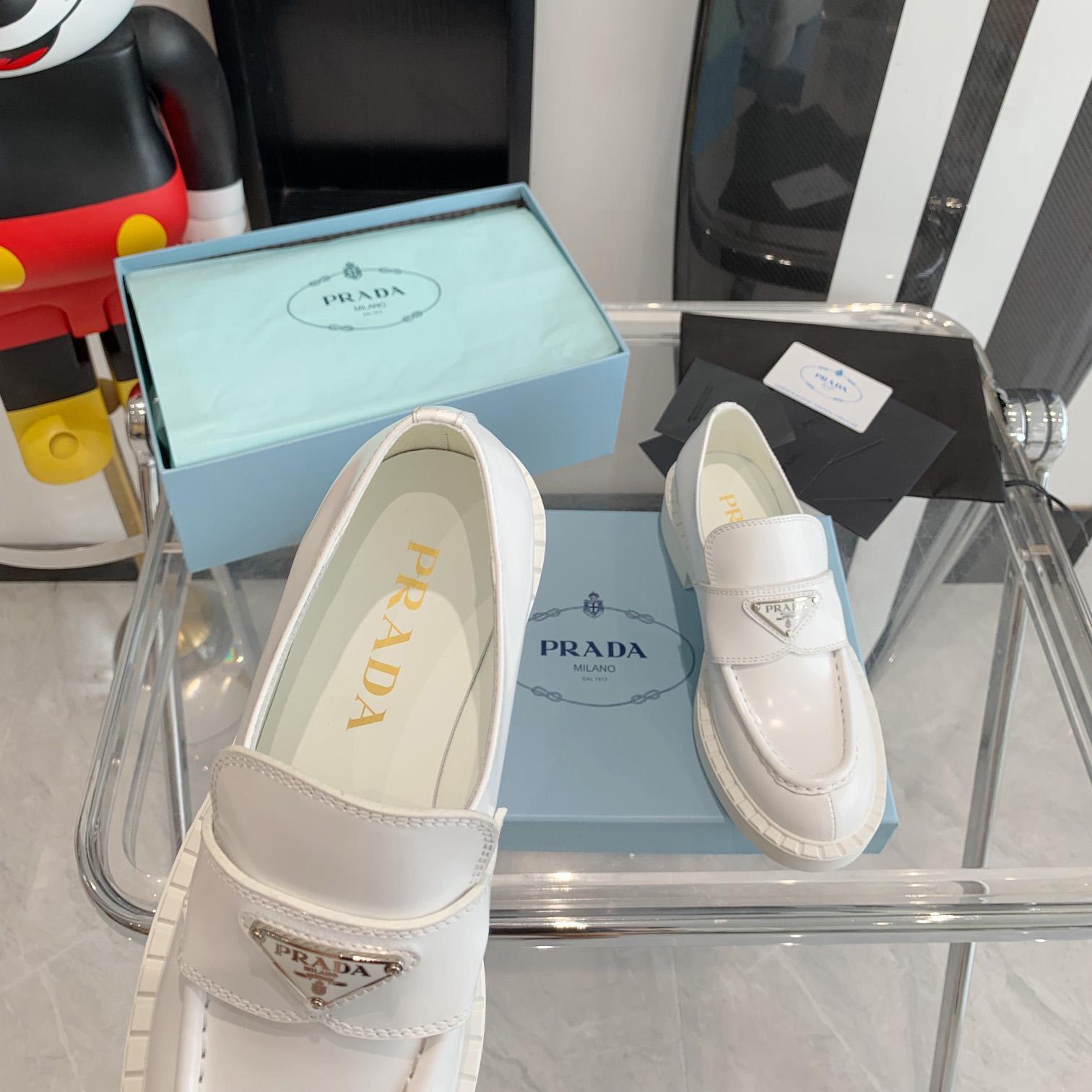 Prada Chocolate Brushed Leather Loafers - PerfectKickZ