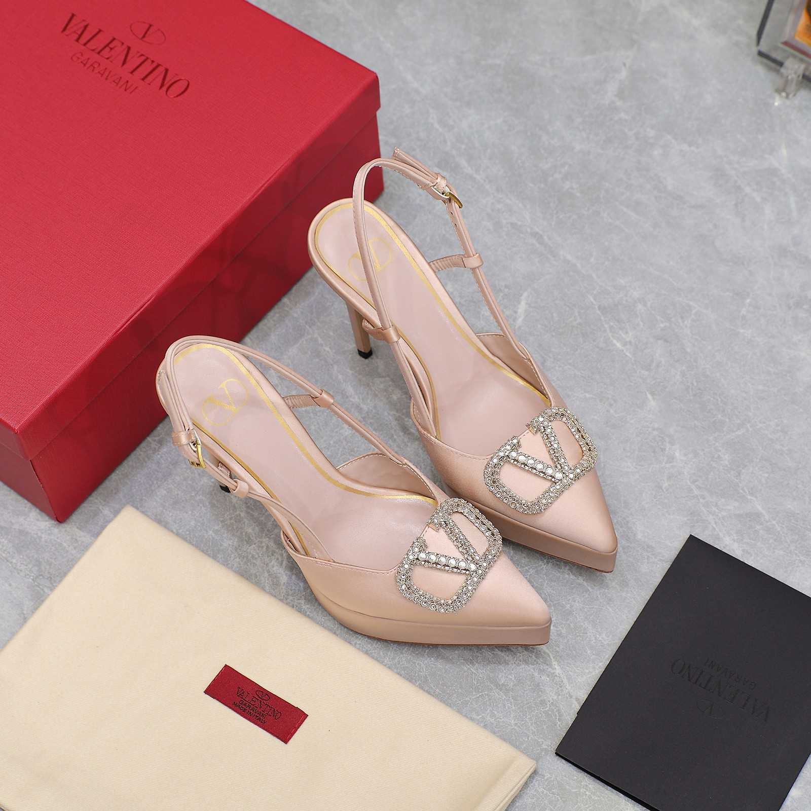 Valenti VLogo Signature Satin Slingback Platform Pumps - PerfectKickZ