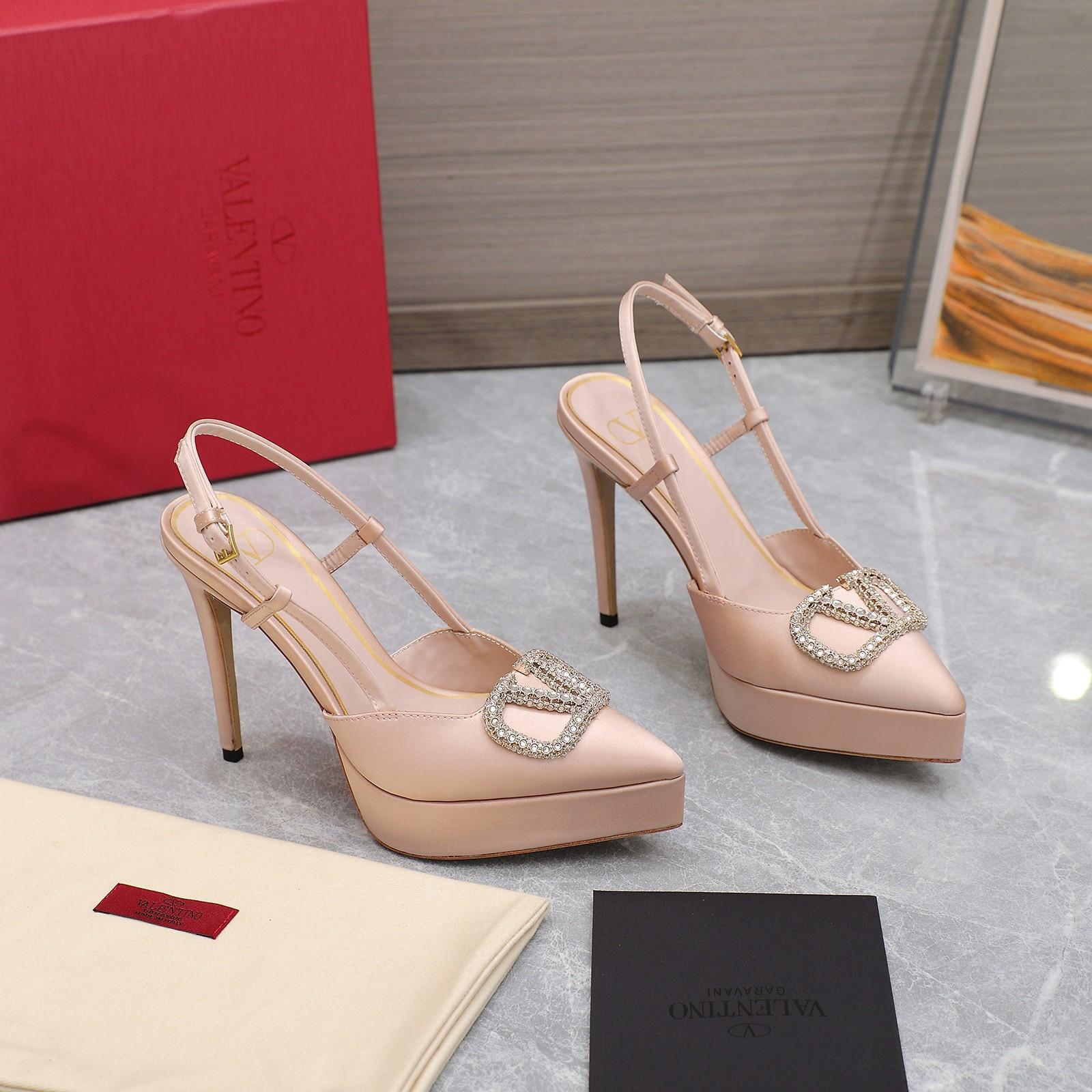 Valenti VLogo Signature Satin Slingback Platform Pumps - PerfectKickZ