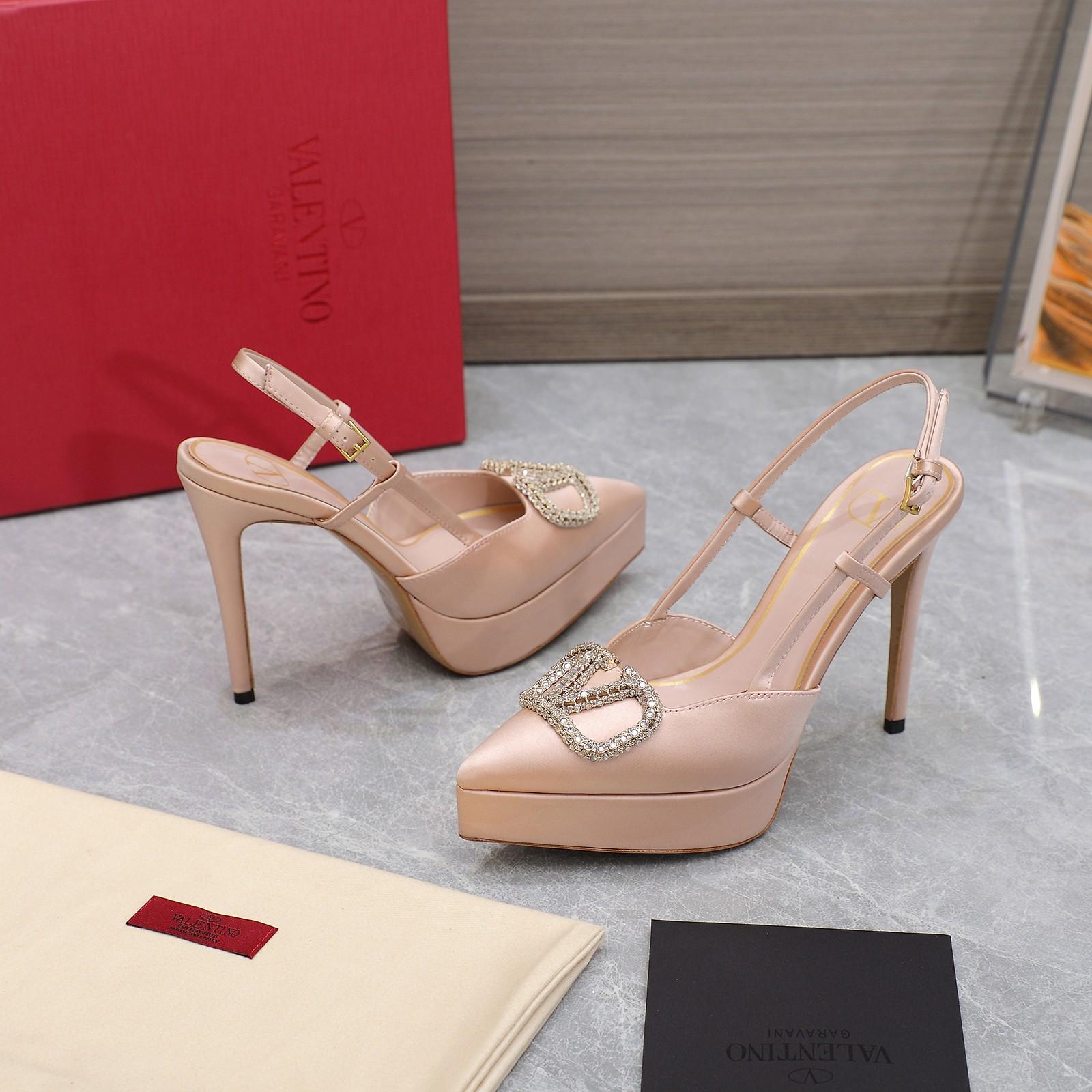 Valenti VLogo Signature Satin Slingback Platform Pumps - PerfectKickZ