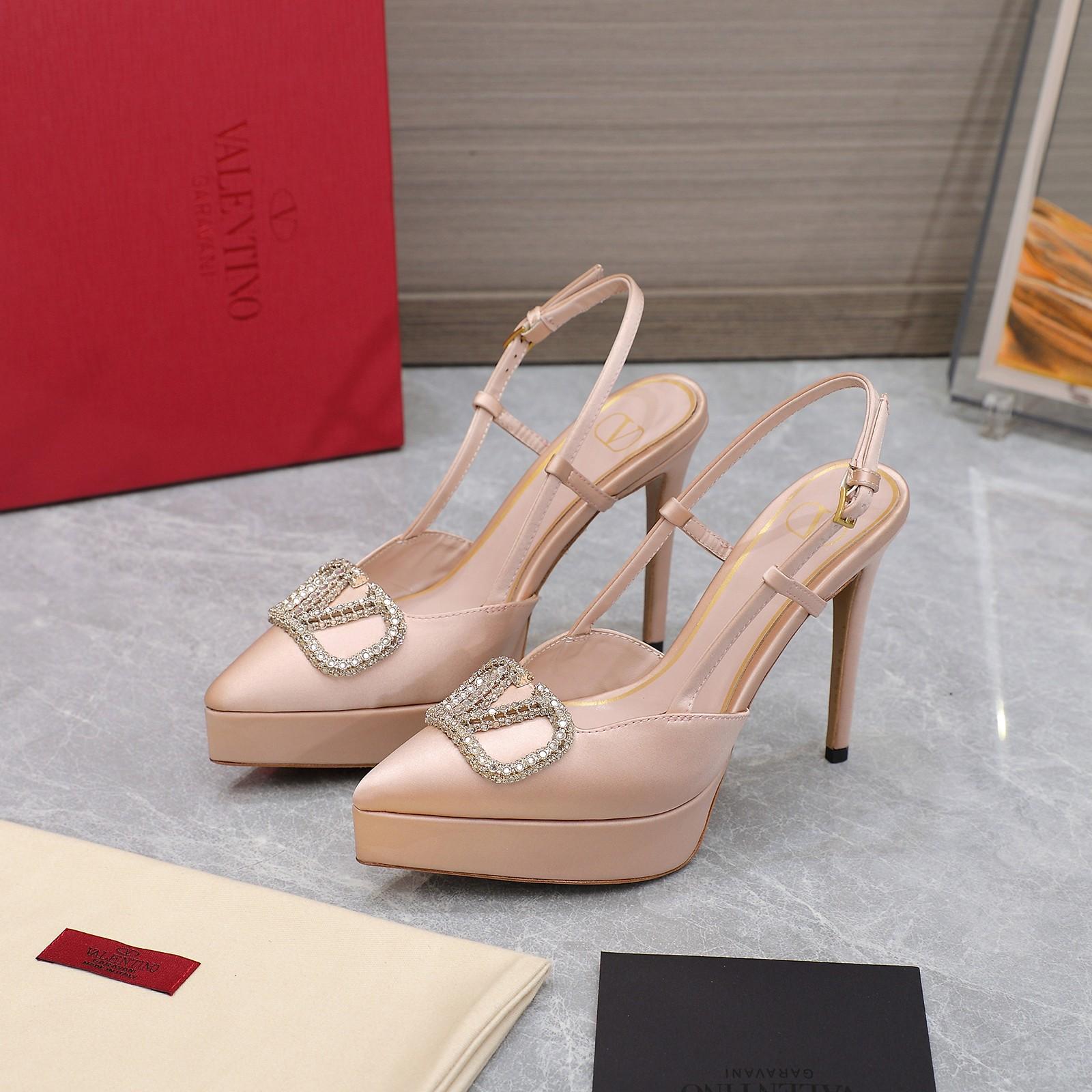 Valenti VLogo Signature Satin Slingback Platform Pumps - PerfectKickZ