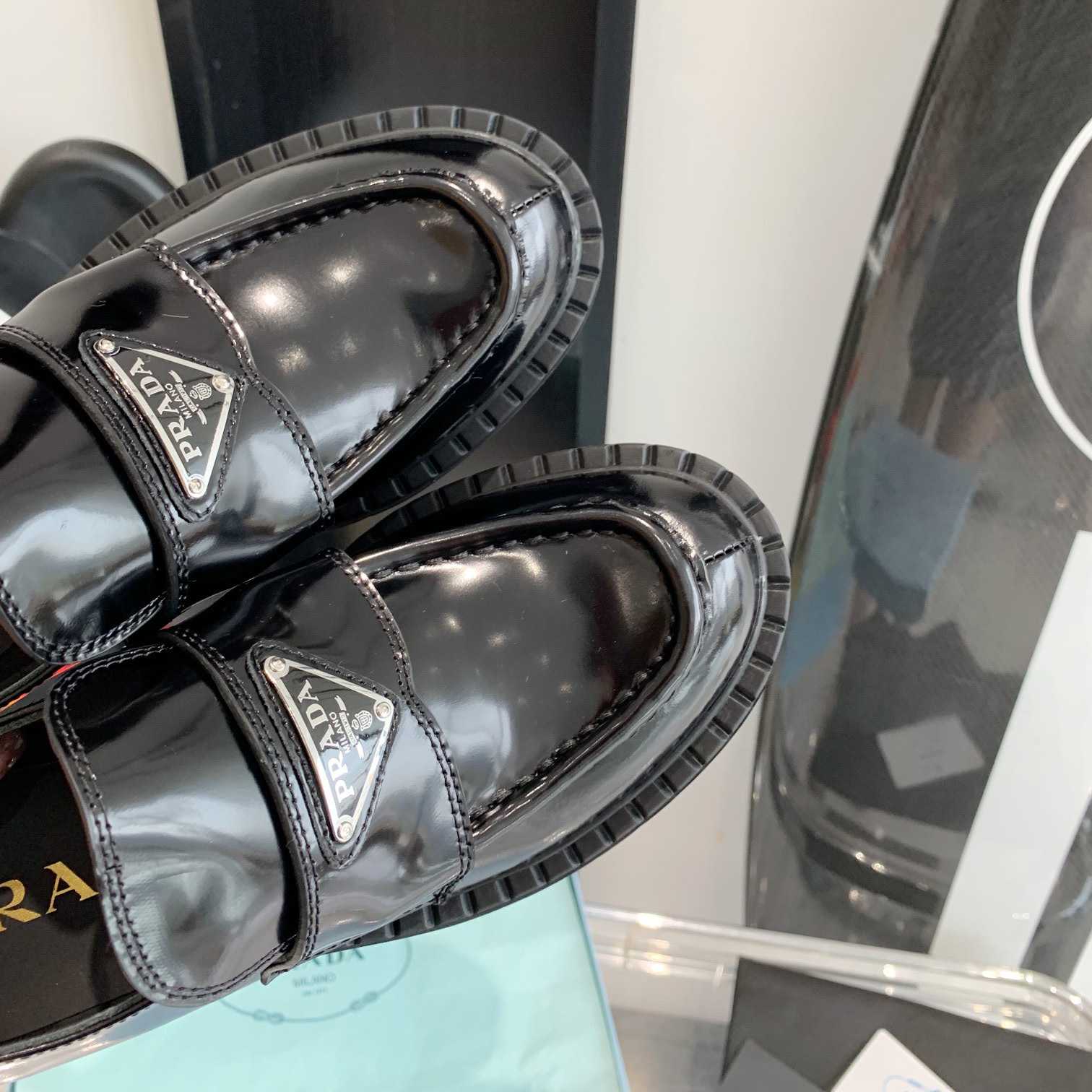 Prada Chocolate Brushed Leather Loafers - PerfectKickZ