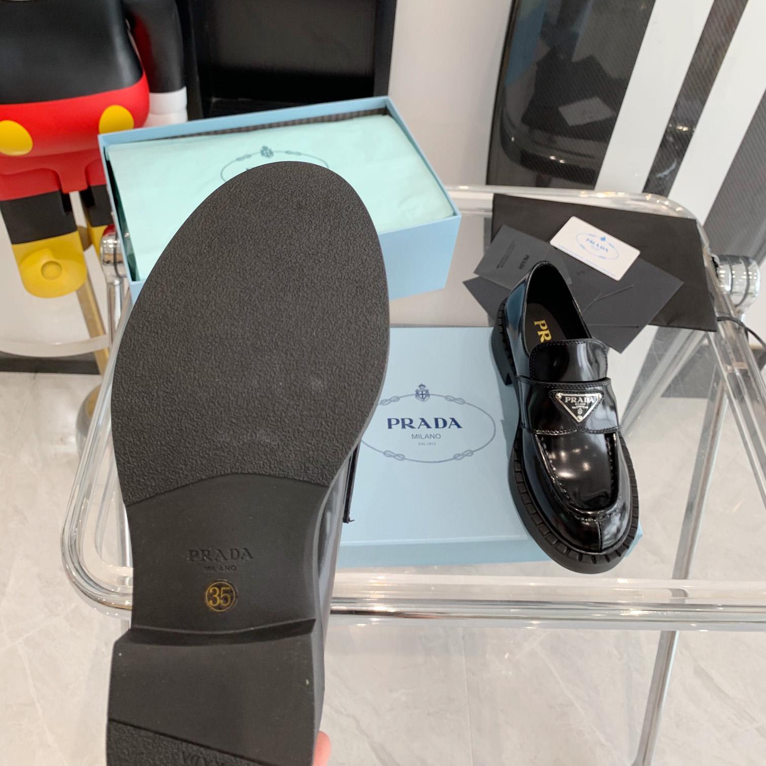 Prada Chocolate Brushed Leather Loafers - PerfectKickZ