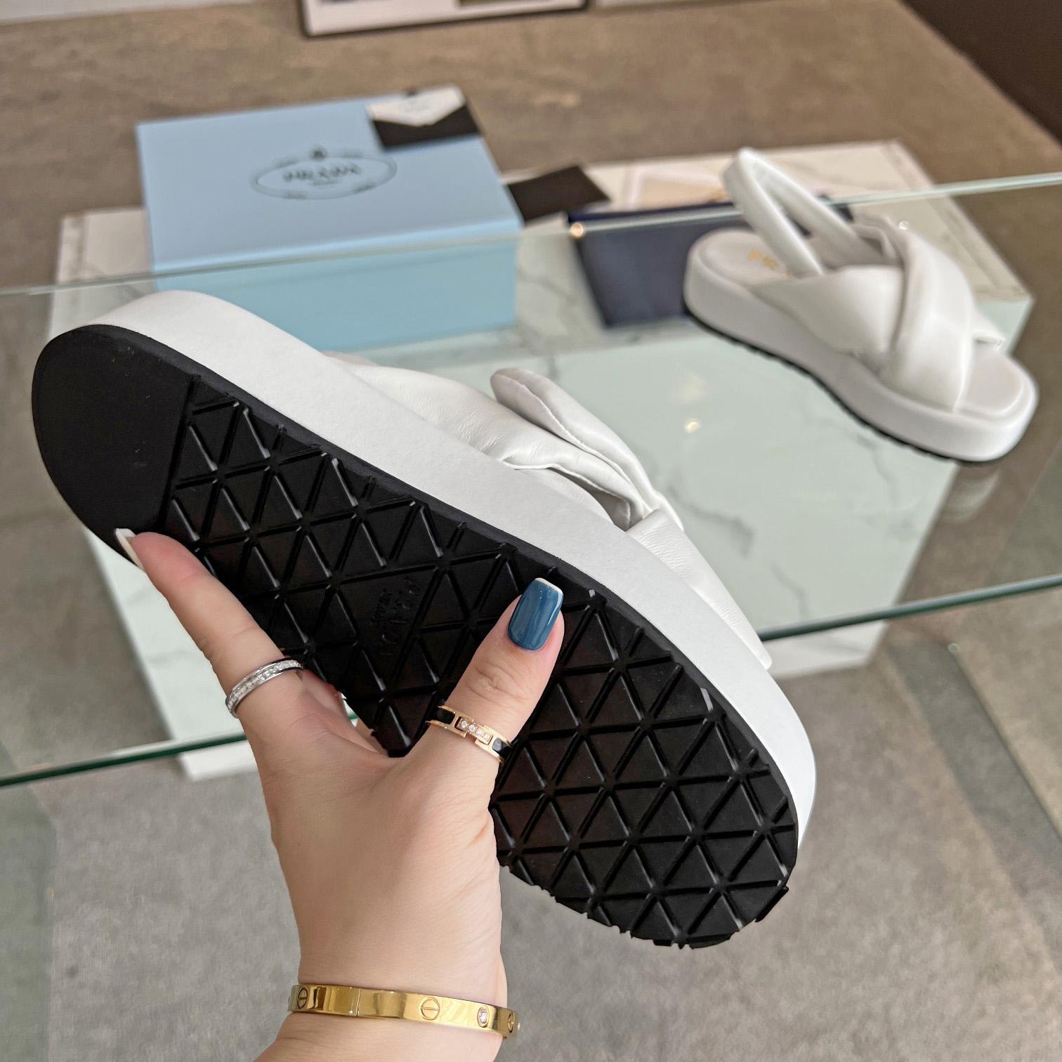 Prada Soft Padded Nappa Leather Wedge Sandals - PerfectKickZ