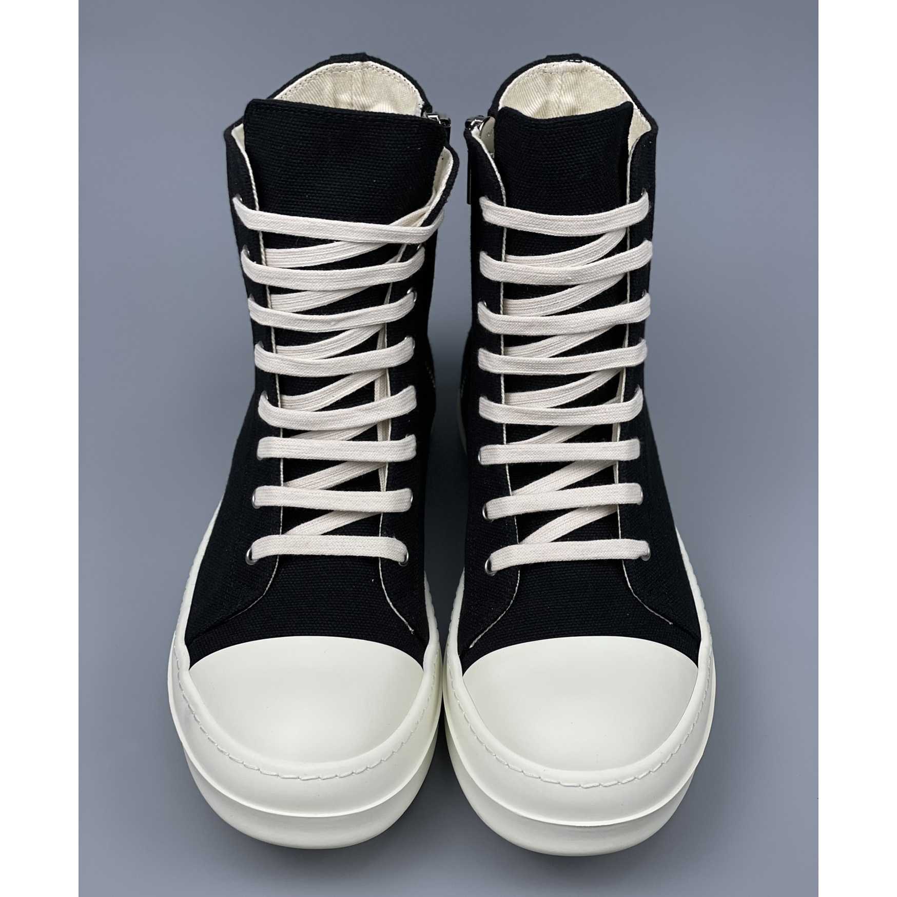 Rick Owens Black Suede High Sneakers - 