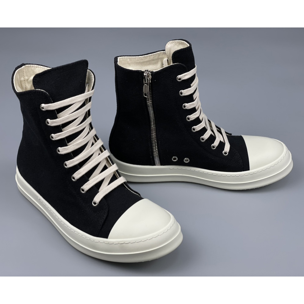 Rick Owens Black Suede High Sneakers - 