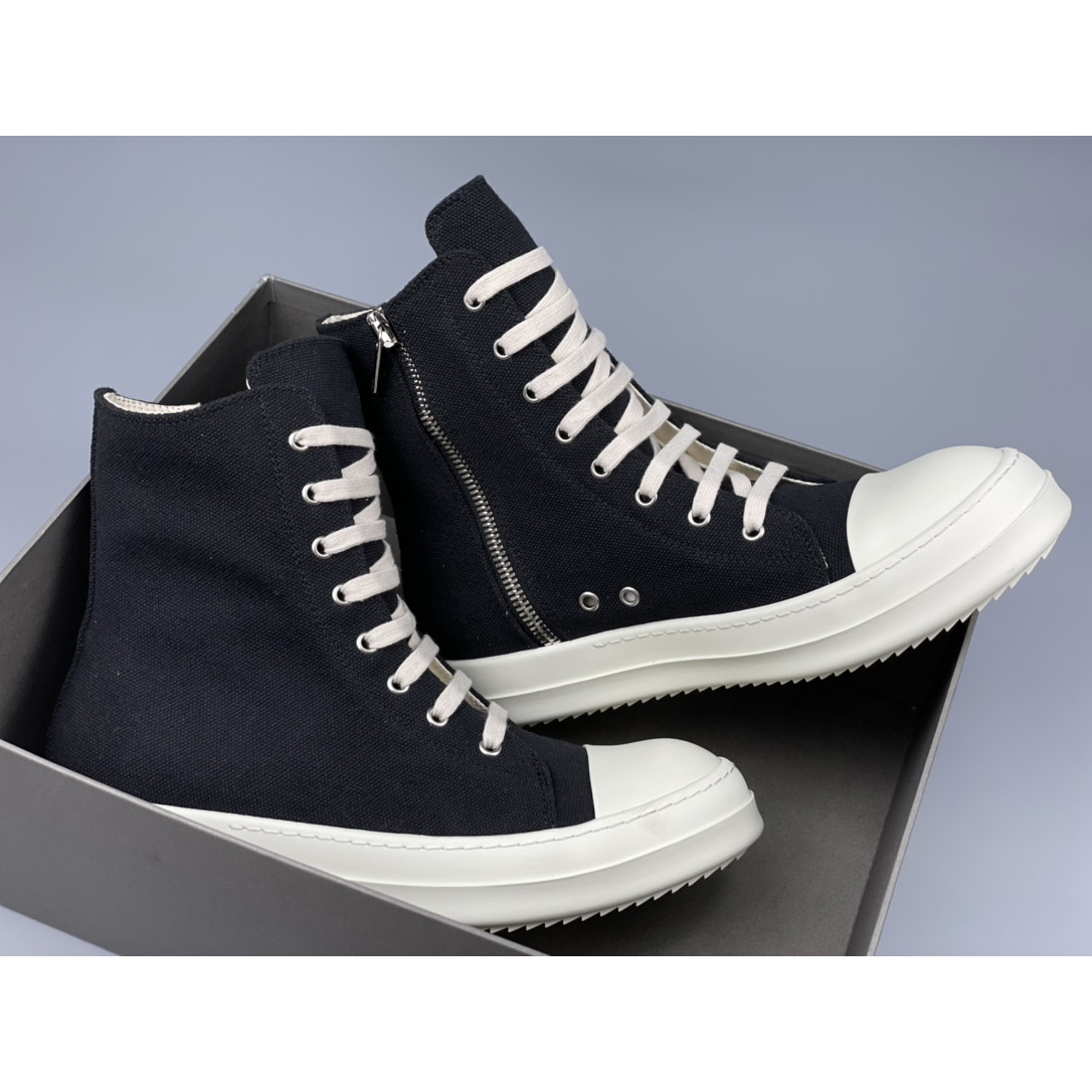 Rick Owens Black Suede High Sneakers - 