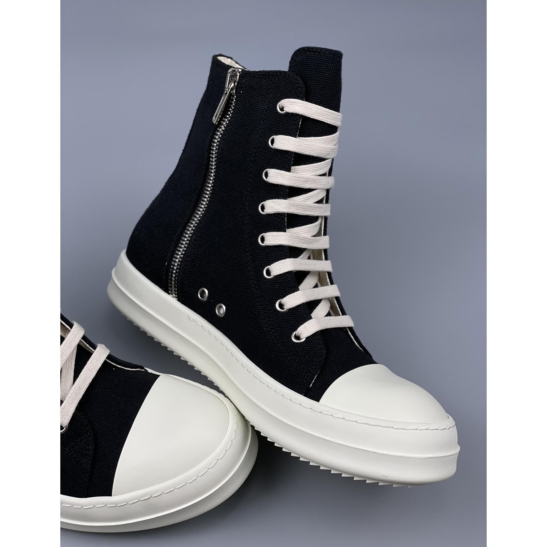 Rick Owens Black Suede High Sneakers - 
