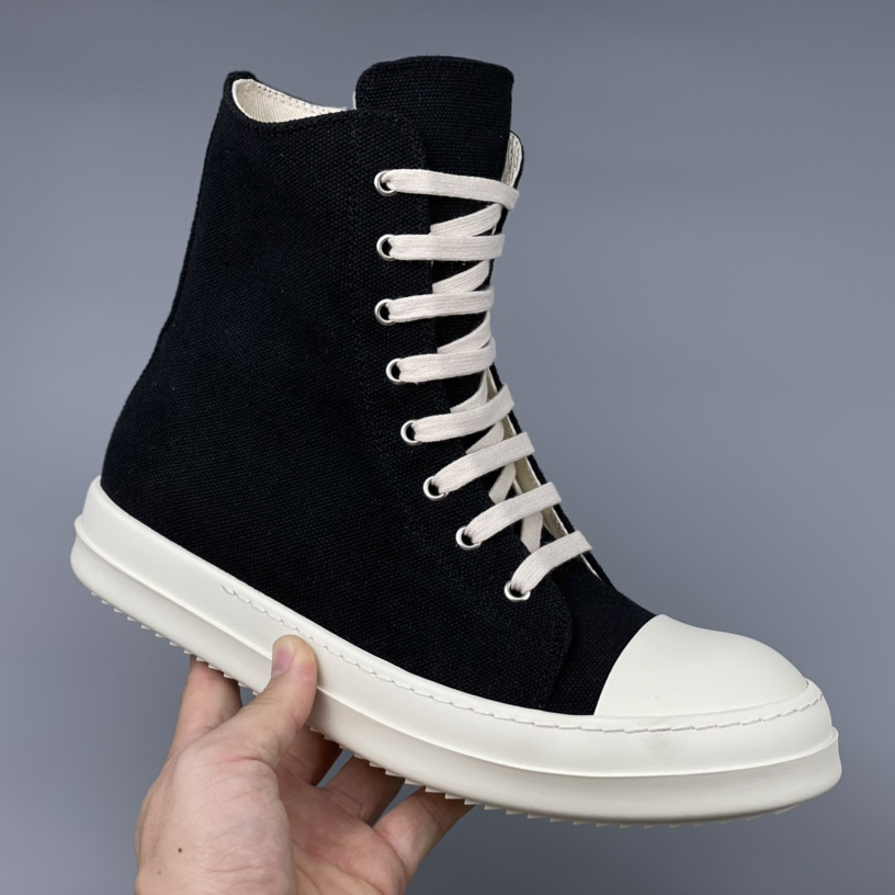 Rick Owens Black Suede High Sneakers - 