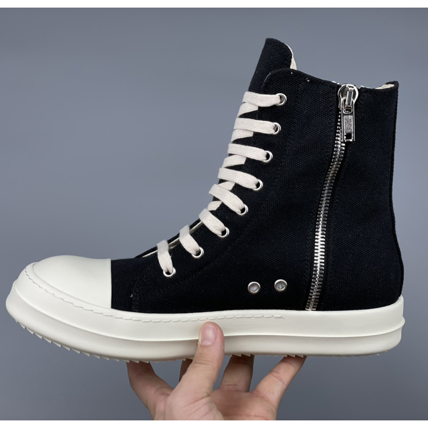 Rick Owens Black Suede High Sneakers - 