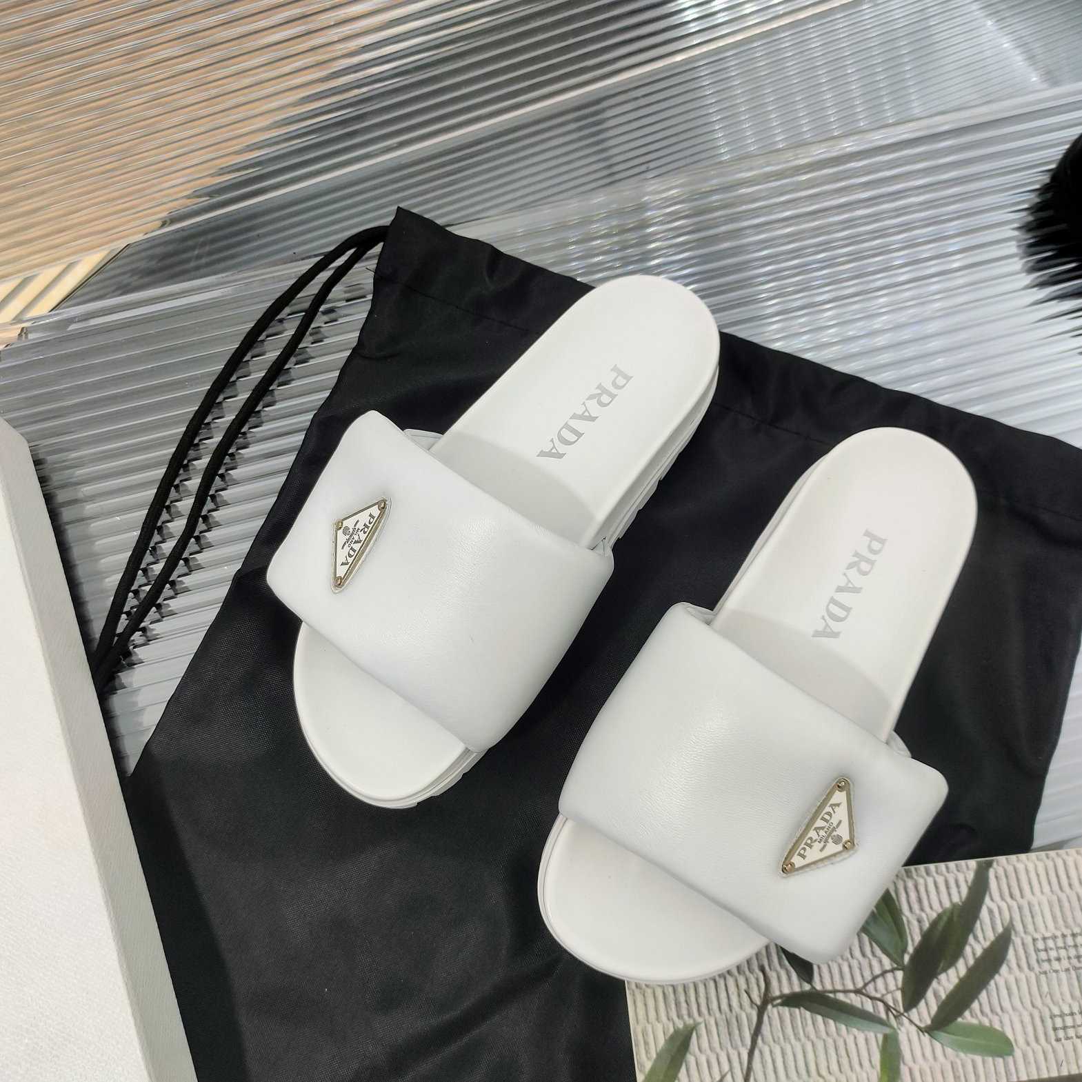Prada Soft Padded Nappa Leather Slides - 