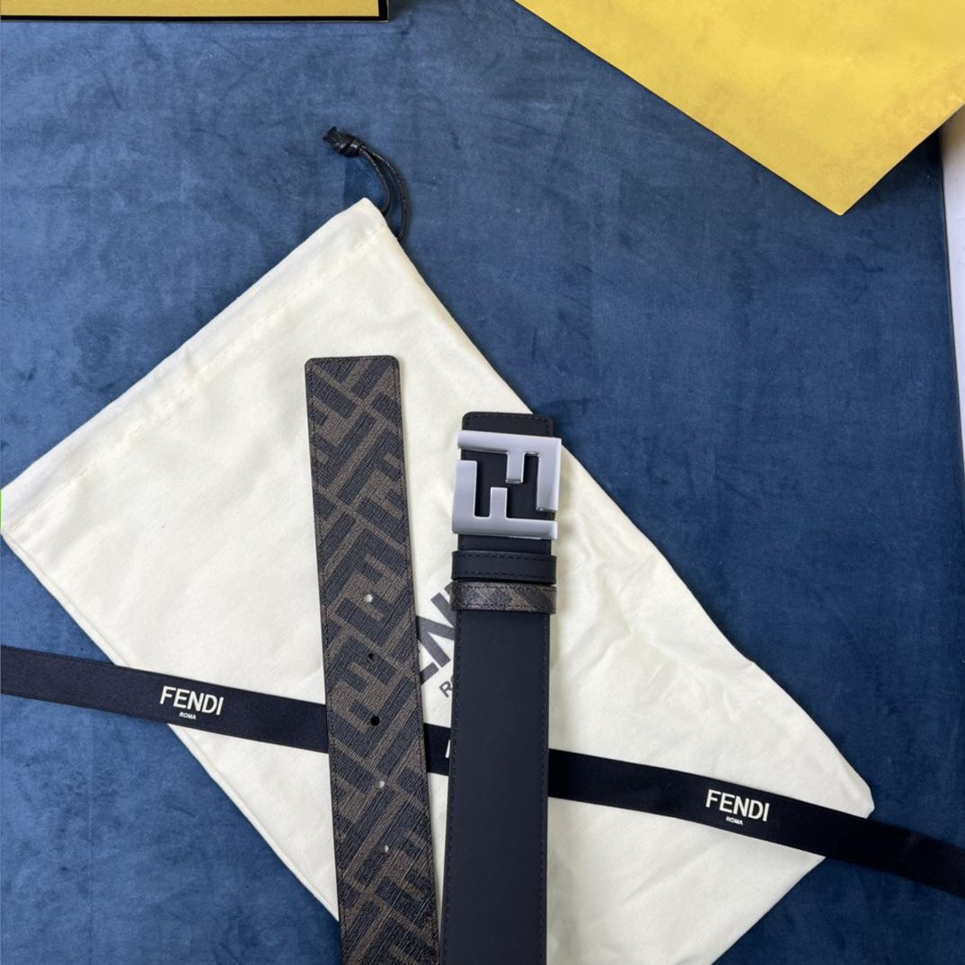 Fendi Reversible Black Leather Belt  - PerfectKickZ