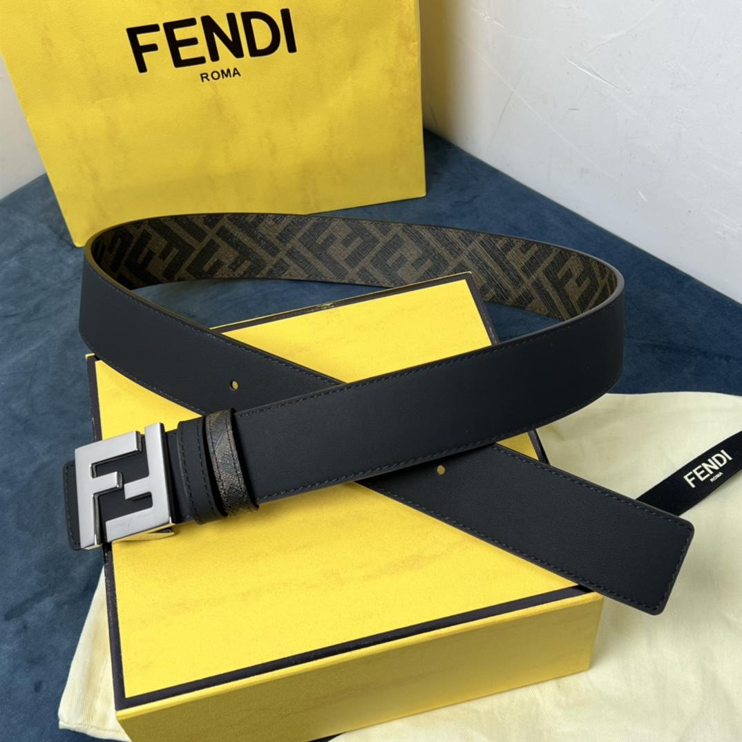 Fendi Reversible Black Leather Belt  - PerfectKickZ