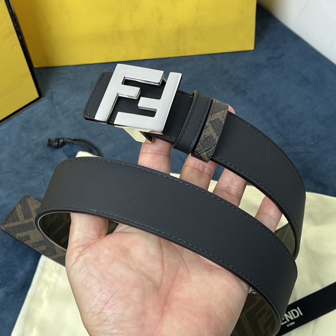 Fendi Reversible Black Leather Belt  - PerfectKickZ