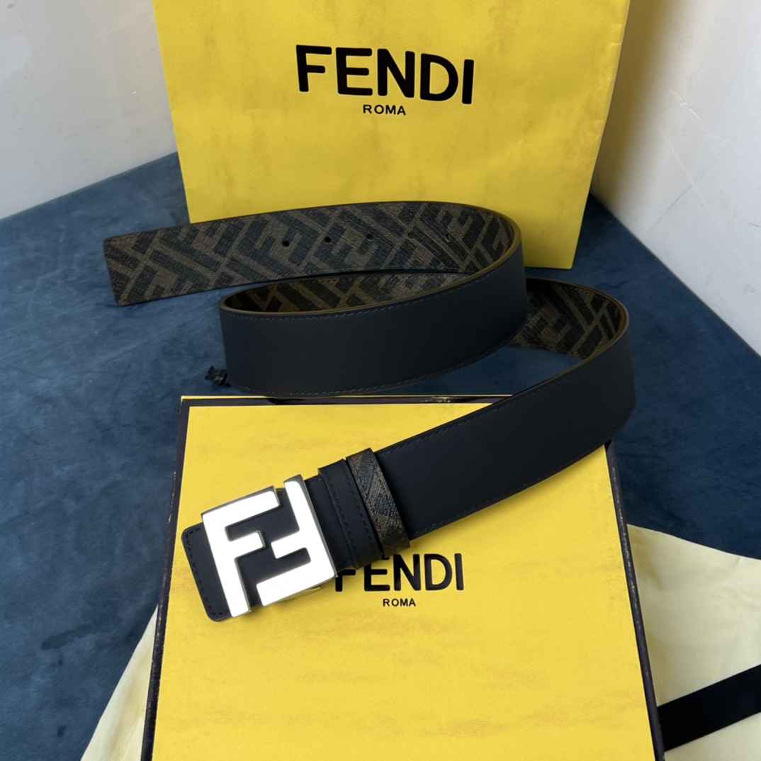 Fendi Reversible Black Leather Belt  - PerfectKickZ