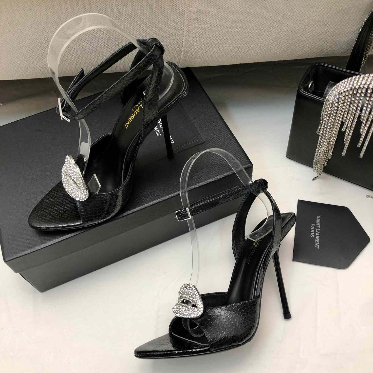 Saint Laurent Crystal-embellished Sandals - PerfectKickZ