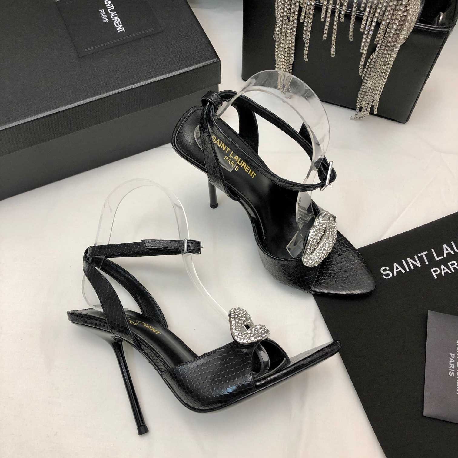 Saint Laurent Crystal-embellished Sandals - PerfectKickZ