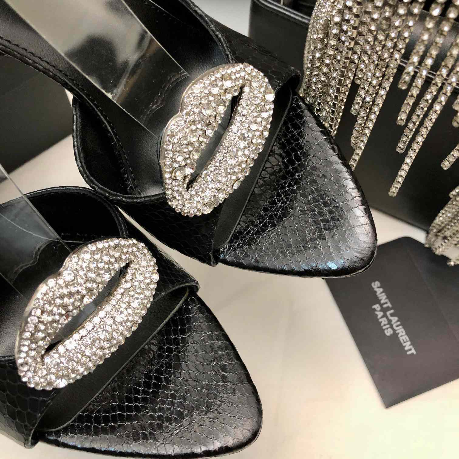 Saint Laurent Crystal-embellished Sandals - PerfectKickZ