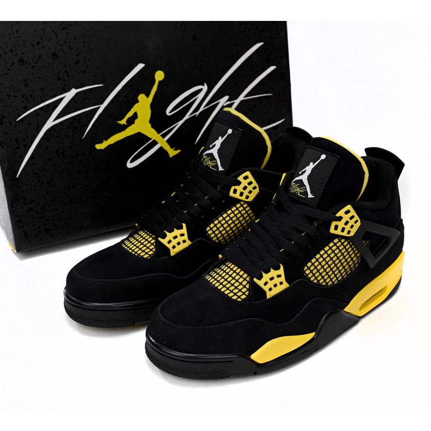 Jordan Air 4 Retro "Thunder" Black/White-Tour Yellow 308497-008 - PerfectKickZ