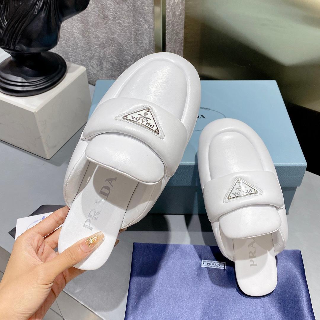 Prada Soft Padded Nappa Leather Sabots - PerfectKickZ