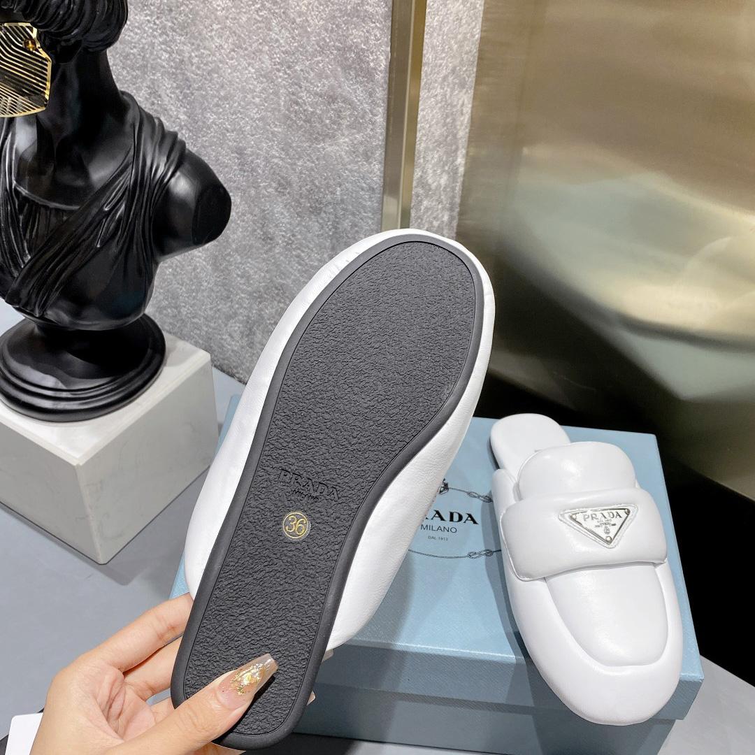Prada Soft Padded Nappa Leather Sabots - PerfectKickZ