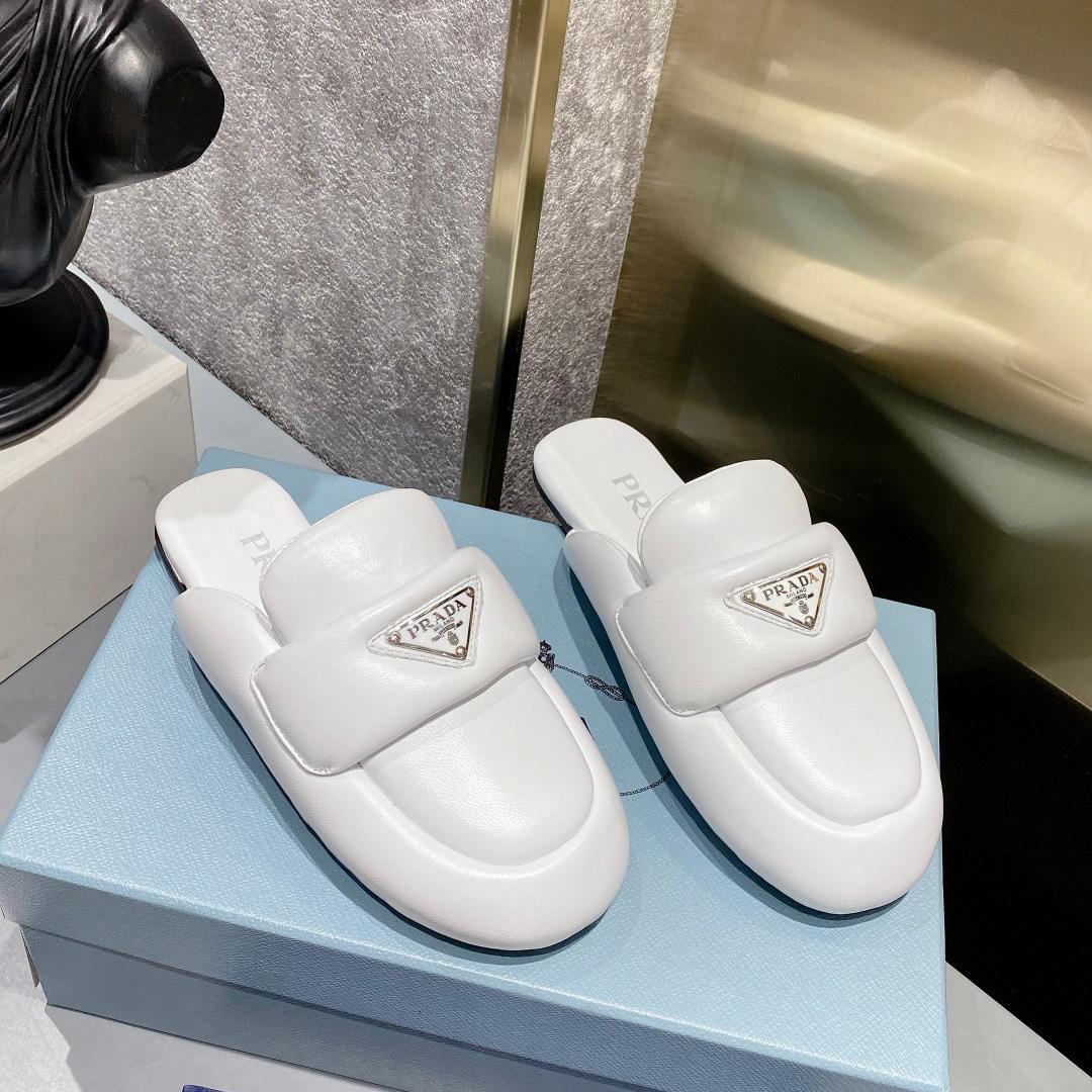 Prada Soft Padded Nappa Leather Sabots - PerfectKickZ