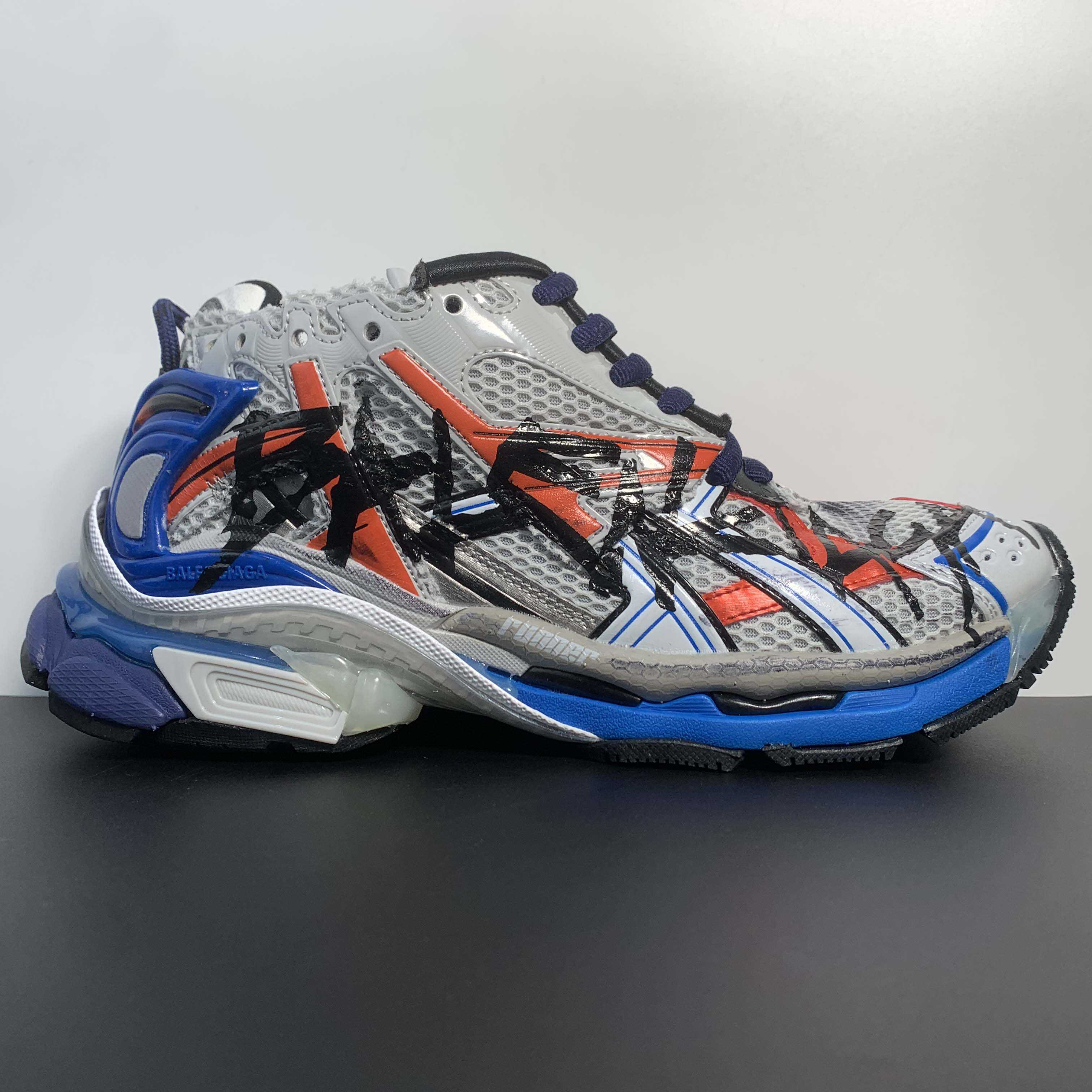 Balenciaga Runner Graffiti Sneaker In Blue - PerfectKickZ