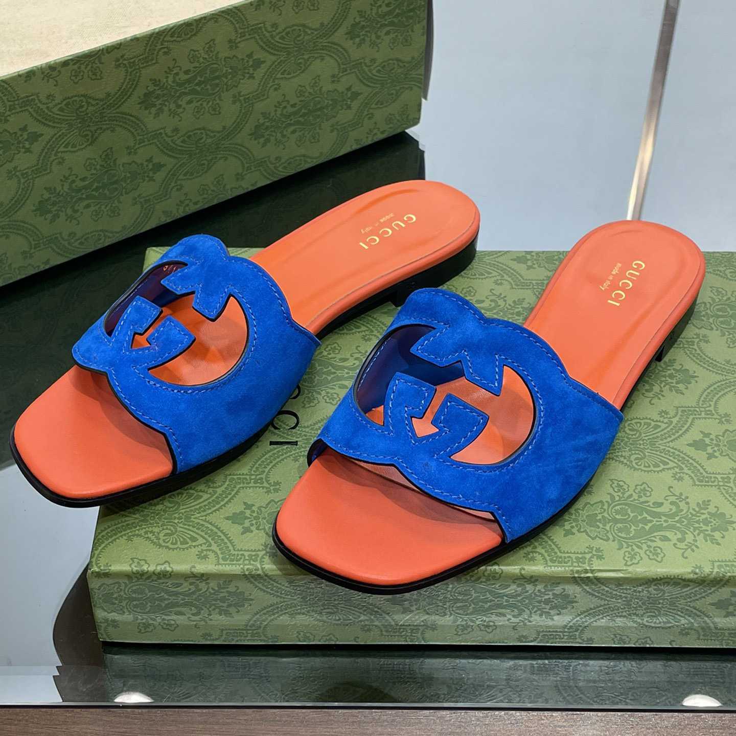 Gucci Women's Interlocking G Cut-out Slide Sandal - PerfectKickZ