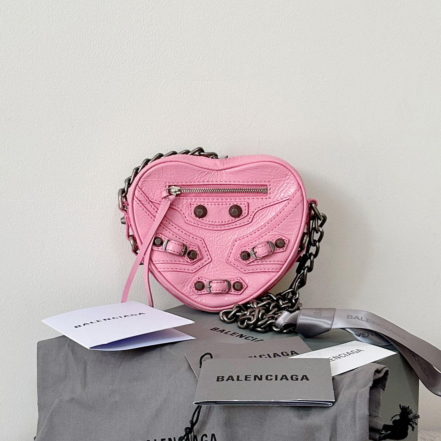Balenciaga Le Cagole Heart Mini Bag In Pink  (16-12.7-4.5cm) - PerfectKickZ