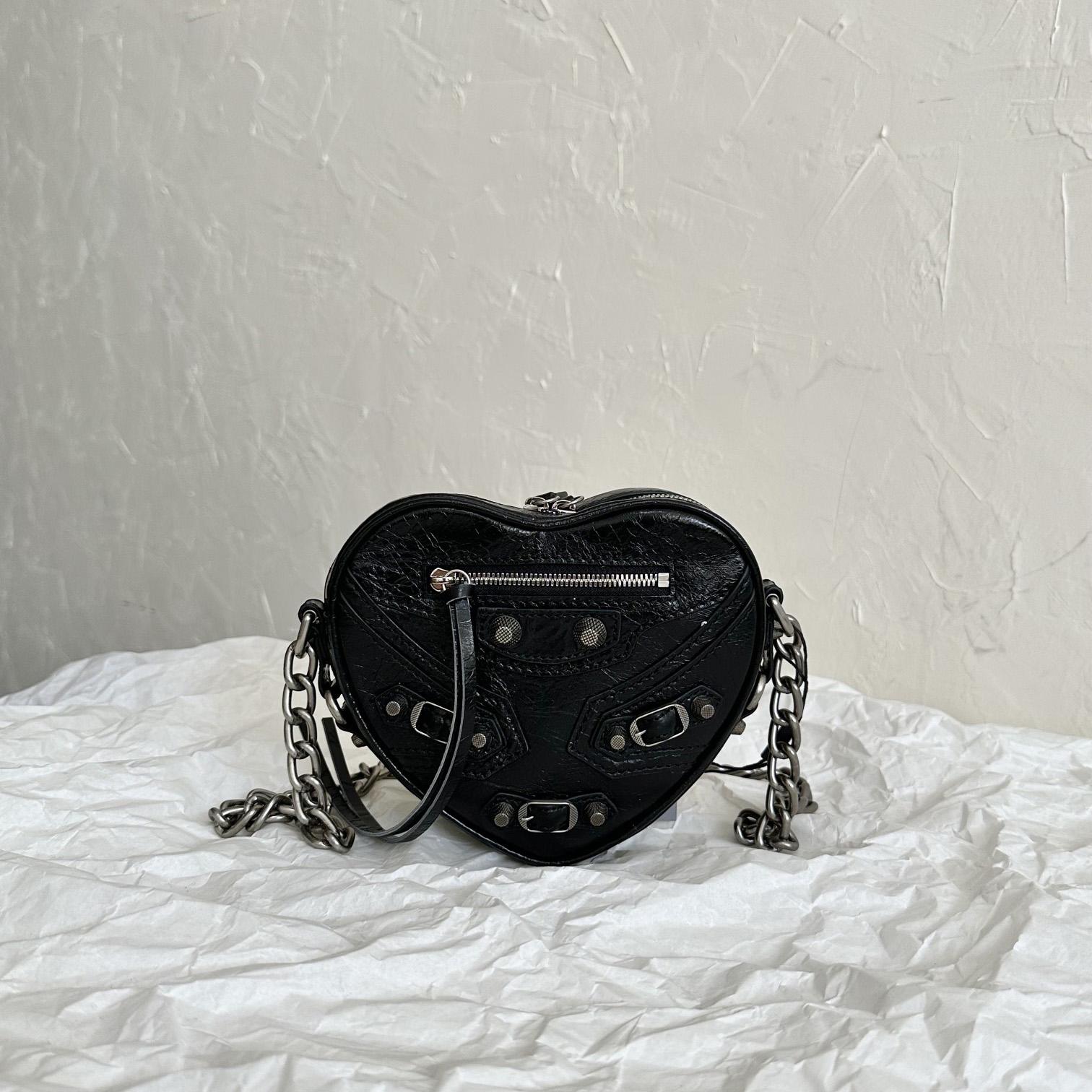 Balenciaga Le Cagole Heart Mini Bag In Black(16-12.7-4.5cm) - PerfectKickZ