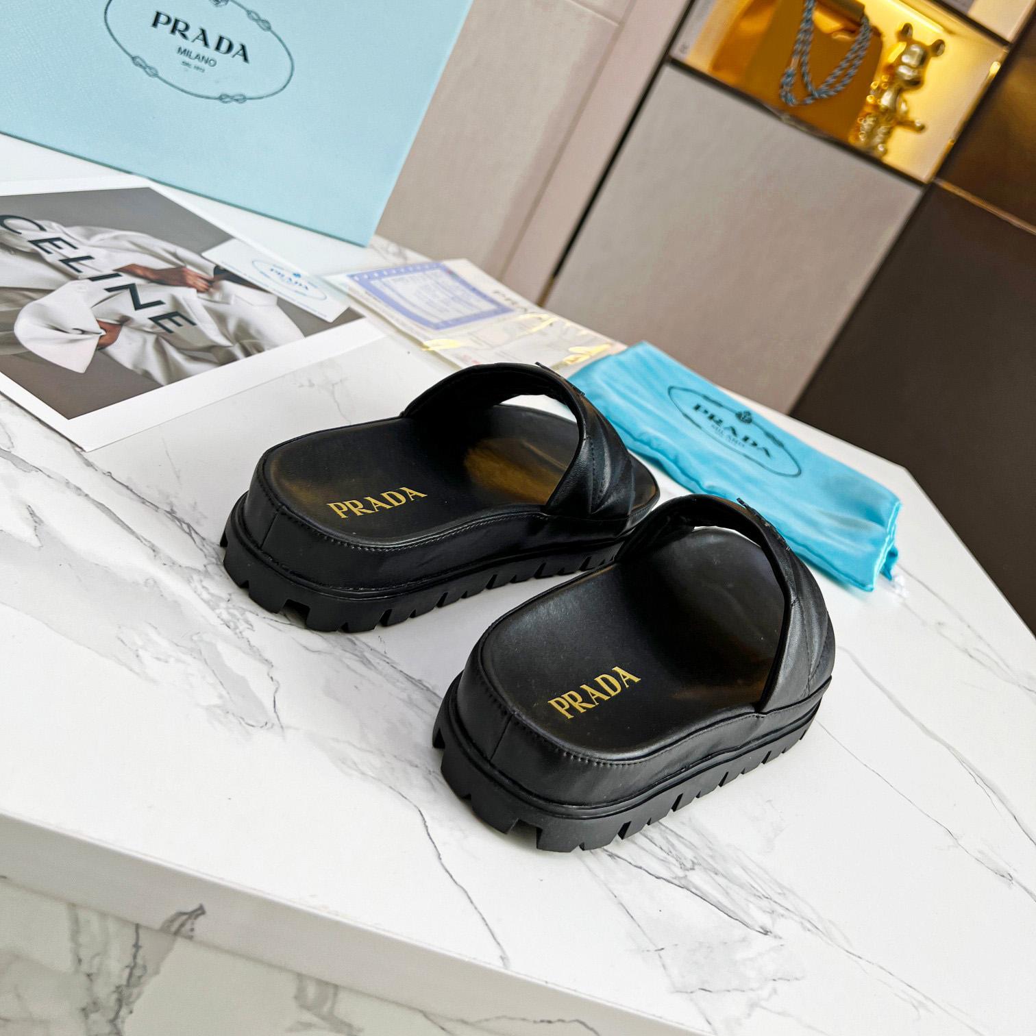 Prada Quilted Nappa Leather Slides - PerfectKickZ