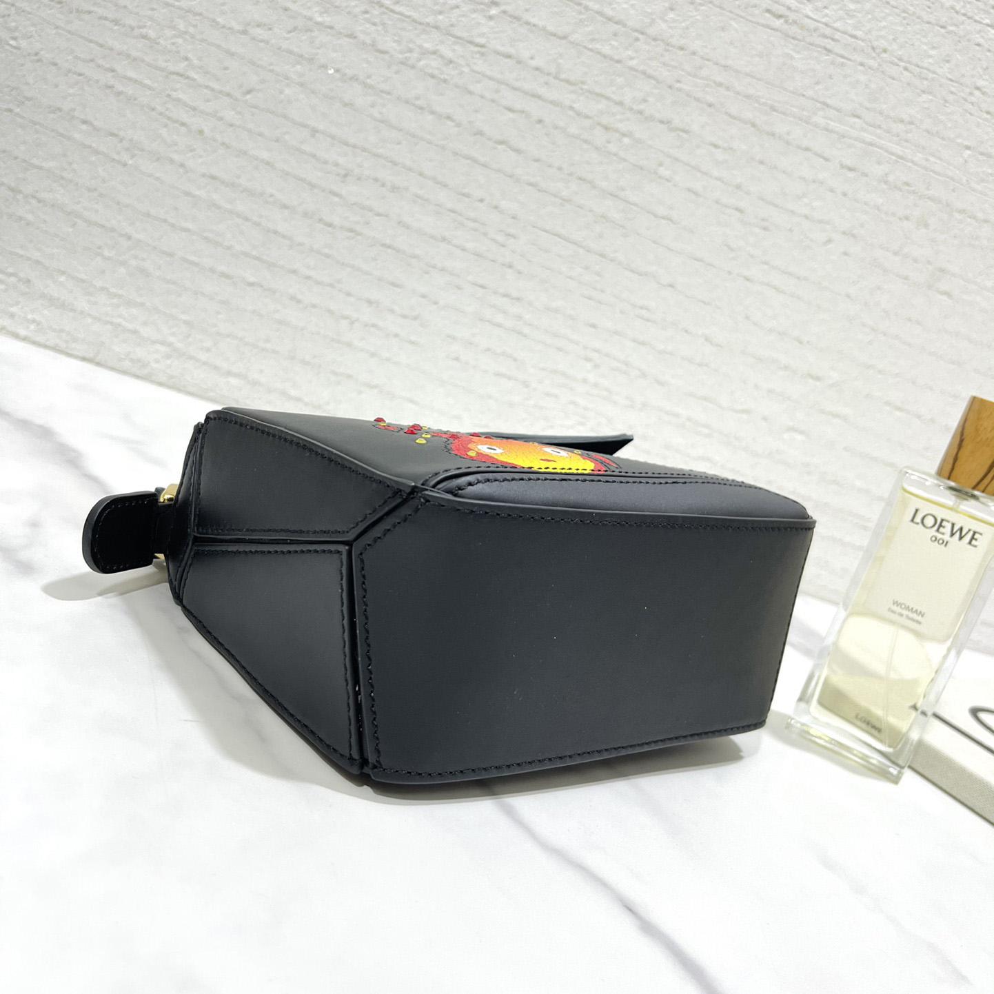 Loewe Calcifer Mini Puzzle Bag In Satin Calfskin And Crystal - PerfectKickZ