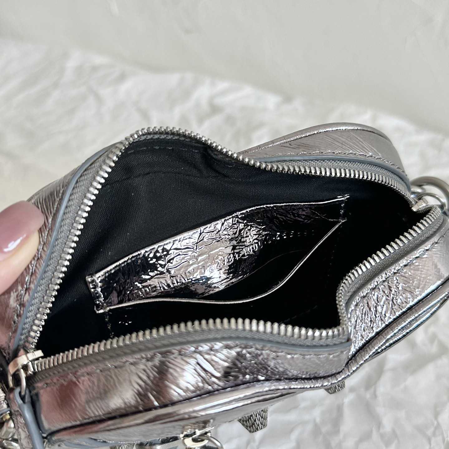 Balenciaga Le Cagole Heart Mini Bag Metallized In Silver (16-12.7-4.5cm) - PerfectKickZ