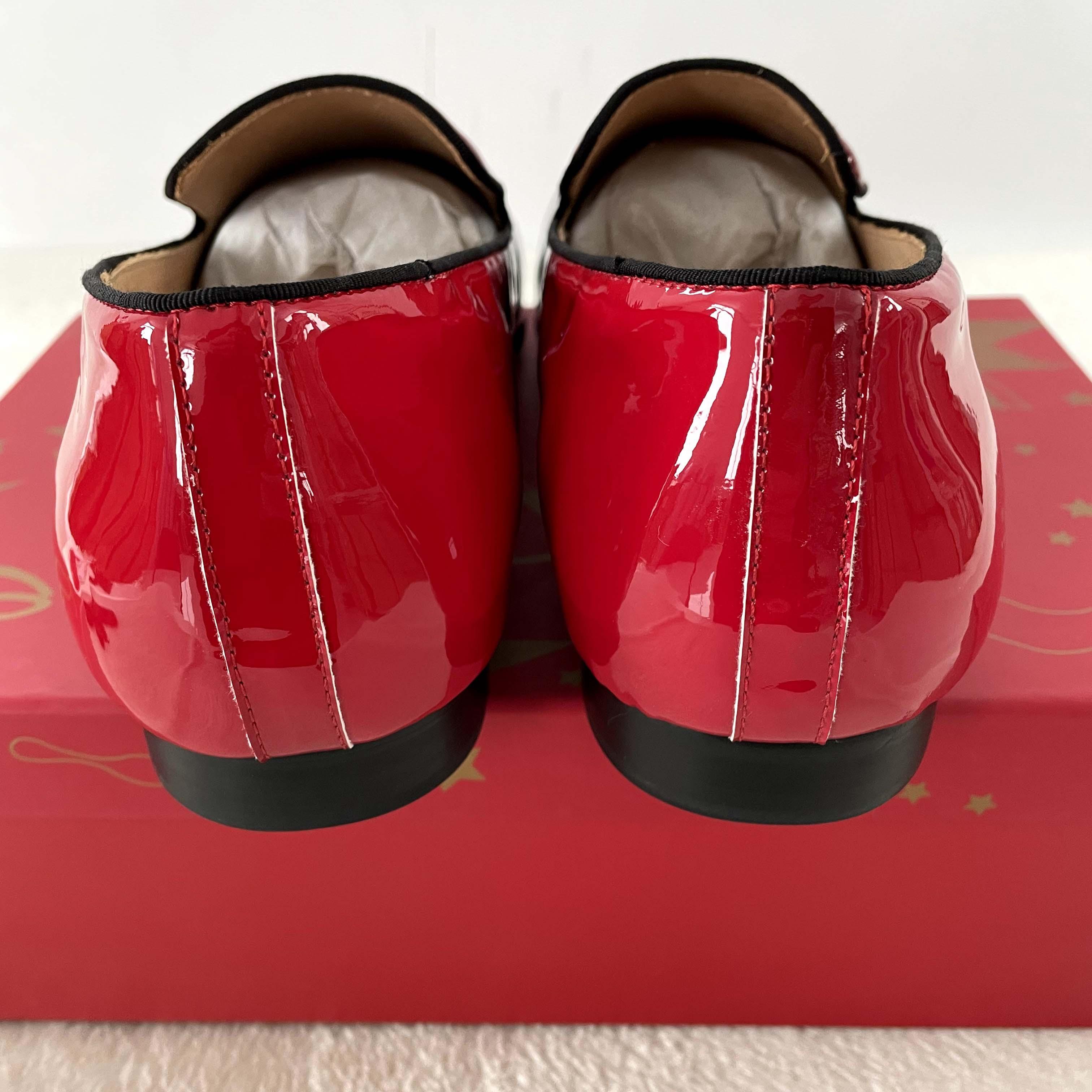 Christian Louboutin Black Red Patent leather Loafers Dress Shoes - PerfectKickZ