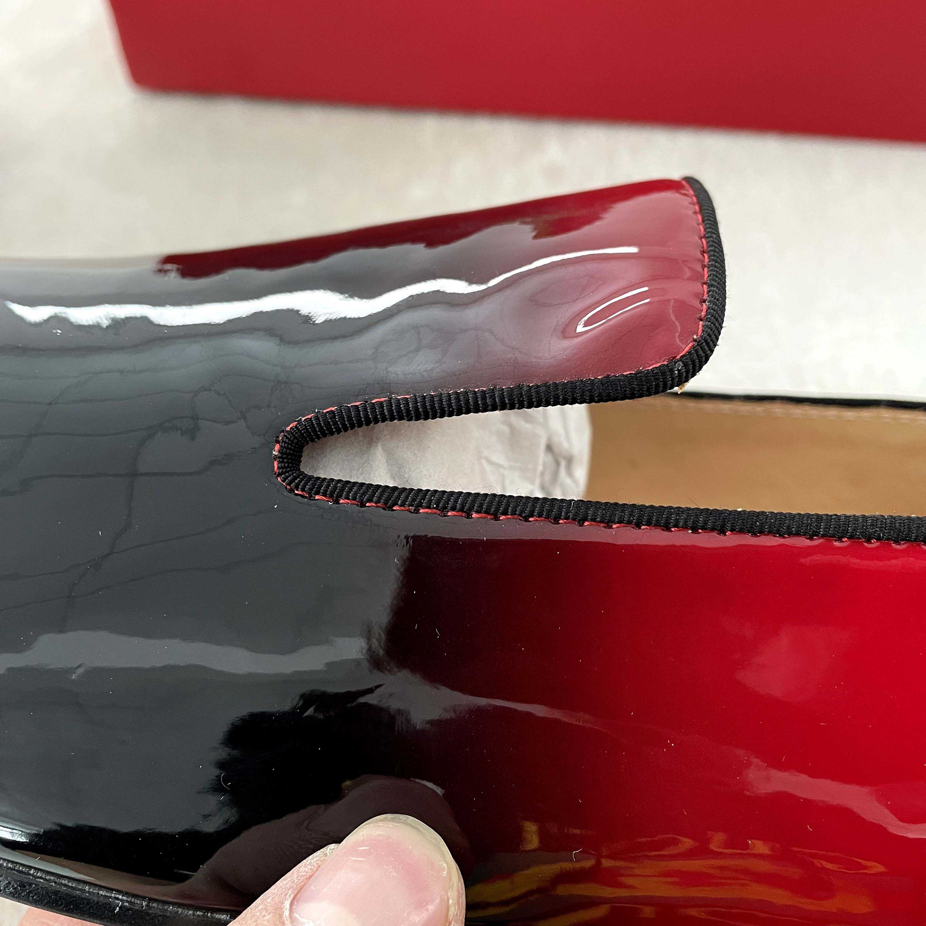 Christian Louboutin Black Red Patent leather Loafers Dress Shoes - PerfectKickZ