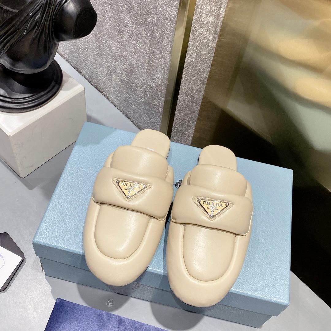 Prada Soft Padded Nappa Leather Sabots - PerfectKickZ